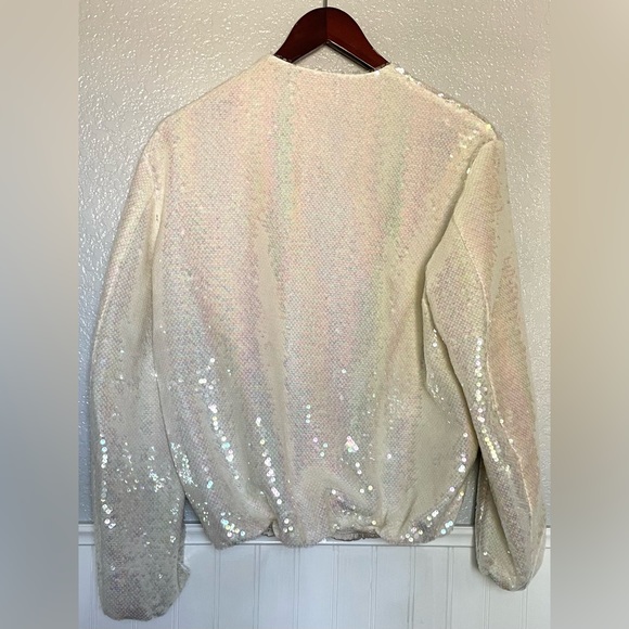 ZARA NEW WOMAN SEQUIN BOMBER JACKET CREAM S 2451/003/000/043 - Picture 3 of 12